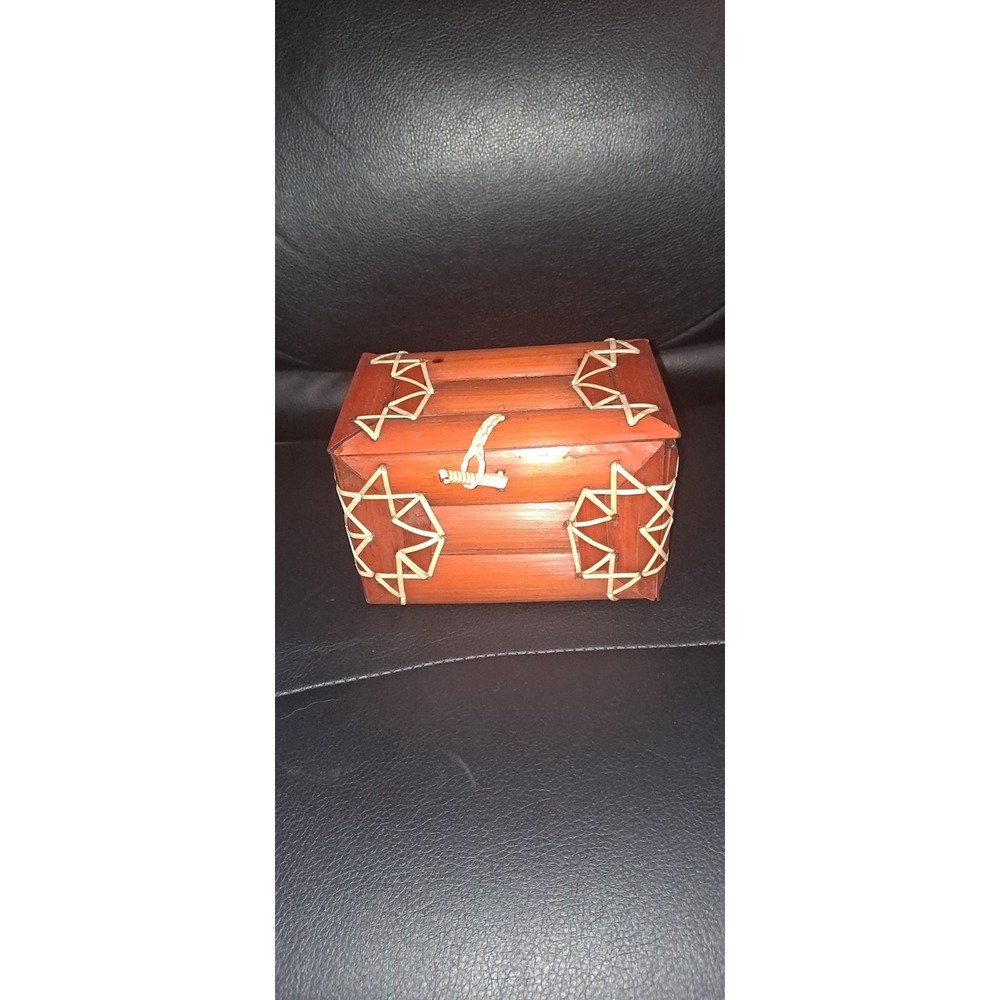 Vintage Hand‎ Made Bamboo Box, Small Size: 5 5/8" L. X 3.5" X 3.5"